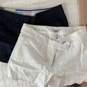 J. Crew Scallop-Hem Shorts in Navy & White - Women’s Bermudas